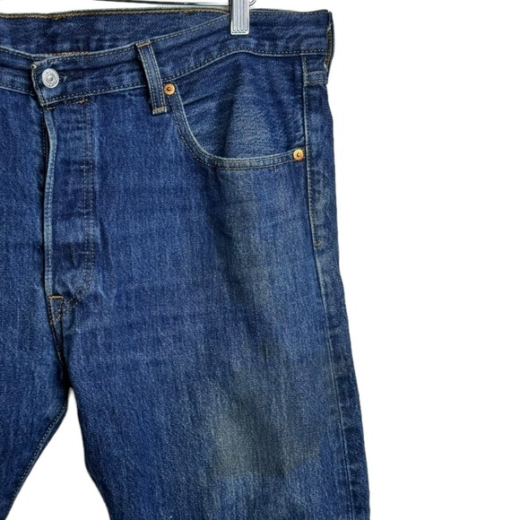 Levi's 501 Original Fit Rigid Denim Straight Leg Retro Blue Jeans 38 - Picture 8 of 16